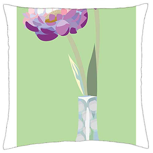 LESGAULEST Throw Pillow Cover -24x24 inch- - Flowers Vase Purple Green Plants Two Stems LESGAULEST Throw Pillow Cover -24x24 inch- - Flowers Vase Purple Green Plants Two Stems