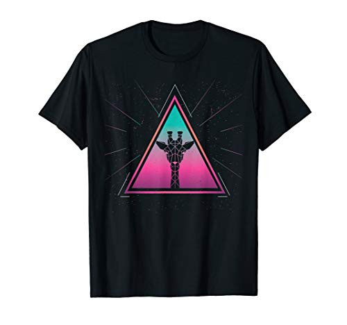 Colorful Giraffe Geometrical Triangle Retro Style T-Shirt