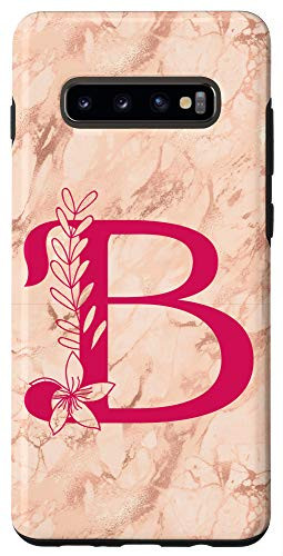 Galaxy S10 Plus Floral Pink Monogram Initial Capital Letter B gift for girls Case