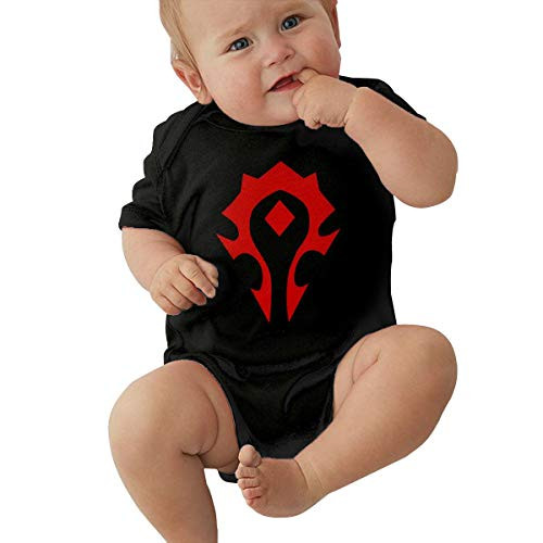 Wo-Rld of War-Craft Sym-BOL Crest Ho-Rde Infant Romper Warm Baby Jersey Creeper Bodysuit Printed Onesies Black 18 Months