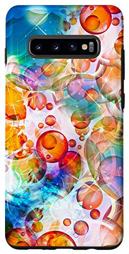 Galaxy S10 Plus Colorful Fun Bubble Circle Art Star A Sunburst On Aqua Blue Case