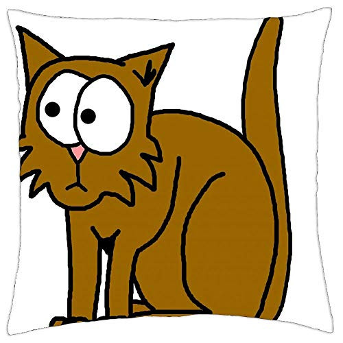 LESGAULEST Throw Pillow Cover -24x24 inch- - Brown Cat Kitten Kitty Cartoon Pet Animal Feline LESGAULEST Throw Pillow Cover -24x24 inch- - Brown Cat Kitten Kitty Cartoon Pet Animal Feline