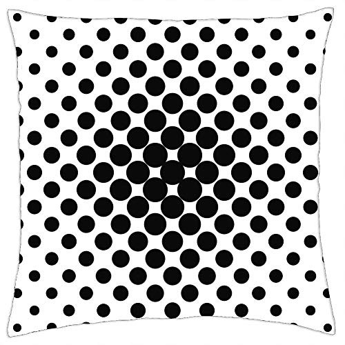 LESGAULEST Throw Pillow Cover -24x24 inch- - Circle Pattern White Dot Black Halftone Wallpaper
