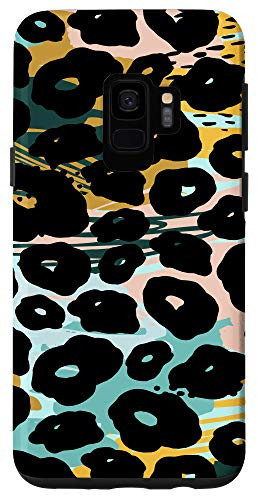 Galaxy S9 Leopard Spots Abstract Teal Yellow Black Pattern AEN075 Case