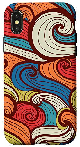 iPhone X/XS Retro Waves Red Orange Yellow Blue Rainbow Pattern AEN027 Case