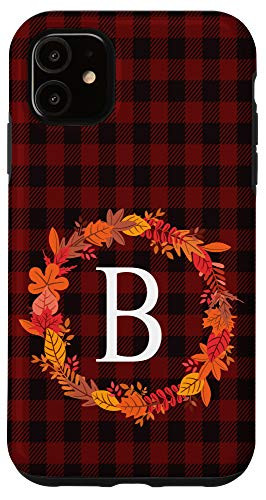 iPhone 11 Buffalo Plaid Initial Letter B Monogram Personalized Gifts Case