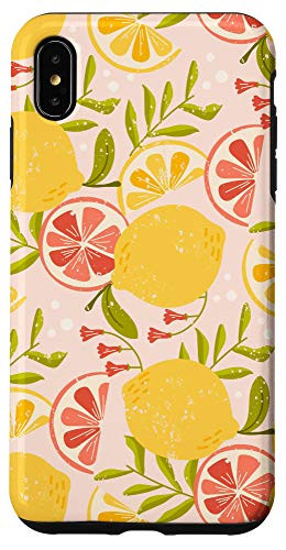 iPhone XS Max Citrus Fruit Pattern Lemons Grapefruit Yellow Case