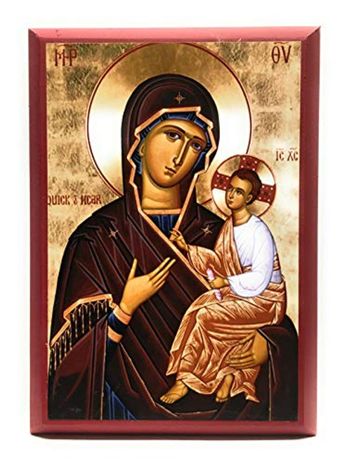Wooden Greek Orthodox Christian Icon Saint Virgin Mary the Theotokos Quick to Hear 4 inch x 6 inch-Poplar Wooden Greek Orthodox Christian Icon Saint Virgin Mary the Theotokos Quick to Hear 4 inch x 6 inch-Poplar