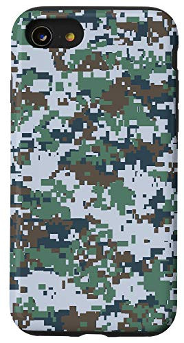 iPhone SE -2020- / 7 / 8 Cyan Blue Green Brown Teal Camo Camoflage AEH810 Case