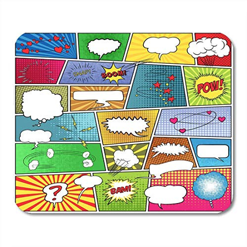 Mouse Pads Circle White Book Abstract of Comic Page Bubble Mouse Pad for NotebooksDesktop Computers Mouse Mats Office Supplies