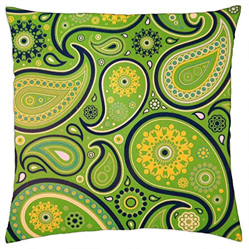 LESGAULEST Throw Pillow Cover -24x24 inch- - Pattern Green Yellow Ornament Ornaments Colorful