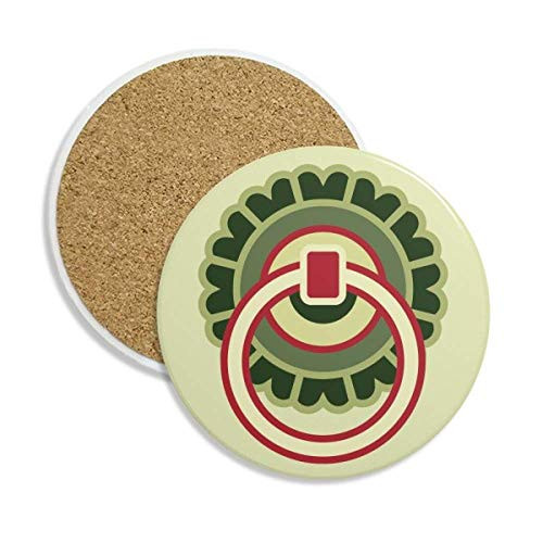 Copper Circle China Pattern Coaster Cup Mug Tabletop Protection Absorbent Stone