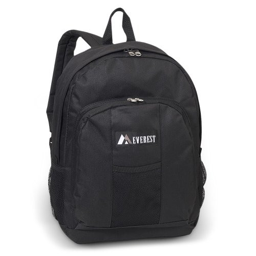 Everest Backpack Carry Shoulder Bag w/Front  and  Side Pockets - Black