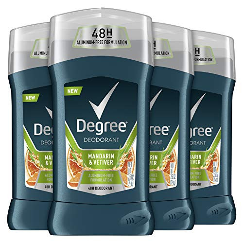 DEGREE Men Aluminum Free Deodorant Mens Fragrance Mandarin Vetiver for 48Hour odor protection oz 4 count 2.6 Ounce