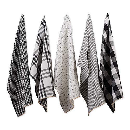 DII Farmhouse Basic Kitchen Collection Woven 18x28 Black 5 Piece