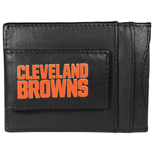 NFL Cleveland Browns Logo Leather Cash  and  Cardholder Black