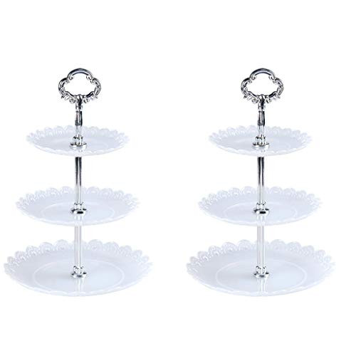 Eoeth 3-Tier Cupcake Stand Fruit Plate Cakes Desserts Fruits Snack Candy Buffet Display Tower Plastic for Wedding Home Birthday Tea Party Serving Platter Small