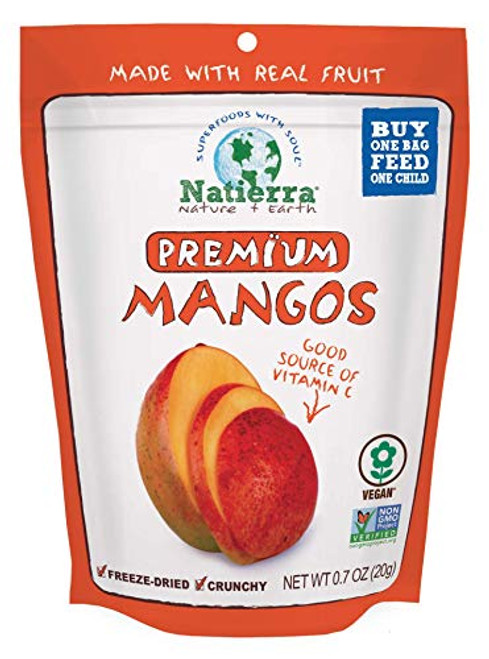 NATIERRA Premium Freeze-Dried Mango - Non-GMO and Vegan - 0.7 Ounce -Pack of 4- NATIERRA Premium Freeze-Dried Mango - Non-GMO and Vegan - 0.7 Ounce -Pack of 4-