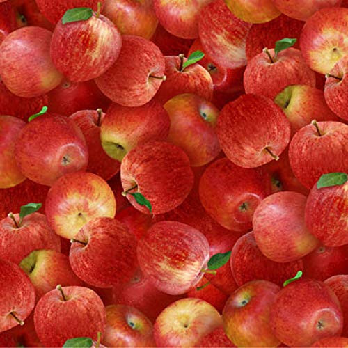 Food Fabric Apples in Red Premium Quality Cotton Fabric by The Yard