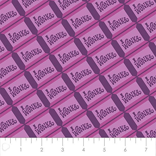 Willy Wonka Chocolate in Purple 100 percent Premium Quality Cotton Fabric by The Yard