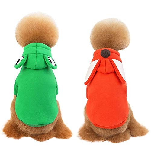 Jinpet Puppy Hoodies Coat Sweater for Small Dogs Winter Dog Sweatshirt Frog Fox Animal Cartoon Dog Sweater Dog Coats Pet Dog Hoodie Clothes for Dog Cats