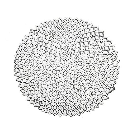 HKXR Round Coaster Plastic Pads Insulation Table Placemat Non-Slip Mats Western Mat -Color Silver- HKXR Round Coaster Plastic Pads Insulation Table Placemat Non-Slip Mats Western Mat -Color Silver-