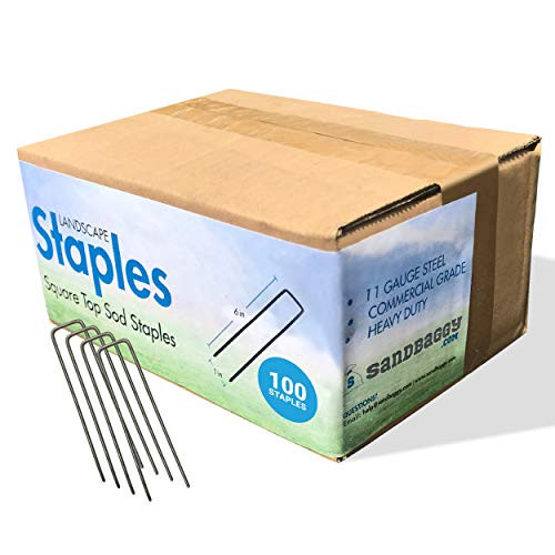 Sandbaggy 100-Count Rust-Free 6-Inch Landscape Staples ~ SOD Staples Garden Stakes Square Pins