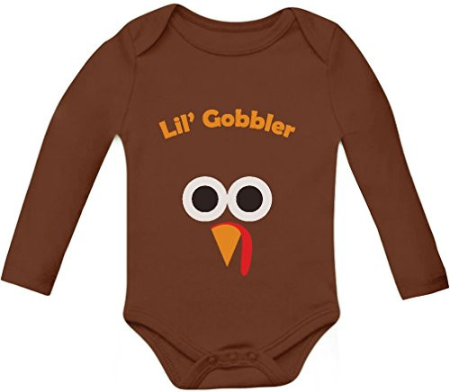 Lil Gobbler Turkey Funny Gobble Thanksgiving Baby Outfit Long Sleeve Bodysuit 12M Brown Lil Gobbler Turkey Funny Gobble Thanksgiving Baby Outfit Long Sleeve Bodysuit 12M Brown