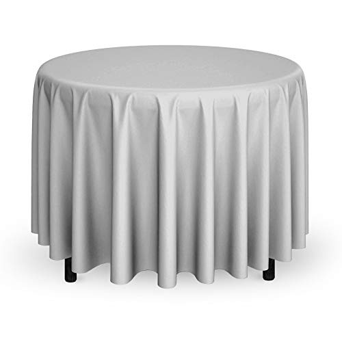 Mill  and  Thread - 120 inch Round Premium Tablecloth for Wedding/Banquet/Restaurant - Polyester Fabric Table Cloth - Light Gray