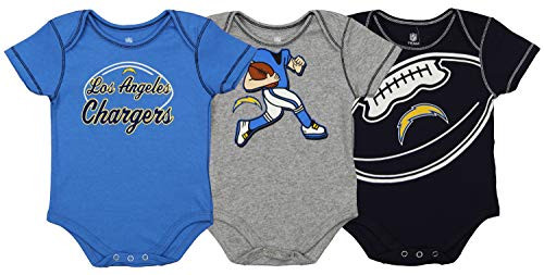 Outerstuff NFL Boys Newborn and Infant Assorted Team 3 Pack Creeper Set Los Angeles Chargers 6-9 Months