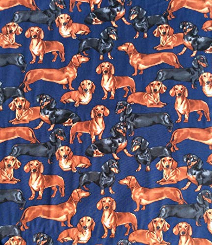 Timeless Treasures Dogs Novelty Navy Dachshunds
