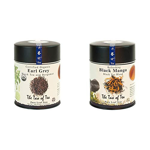 The Tao of Tea Earl Grey Black Tea Loose Leaf 3.5 Ounce Tin  and  Black Mango Black Tea Loose Leaf 4 Ounce Tin