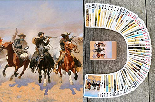 Wild WEST Playing Cards -Poker Deck 54 Cards All Different- Vintage Western Frederick Remington Pioneers Indians Cowboys