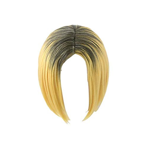For Anime Haikyuu Kozume Kenma Cosplay Synthetic Wigs Short Straight Yellow Character Role Play Wigs Halloween Costumes Full Hair Wigs for Adult Boys Girls Fancy Dress