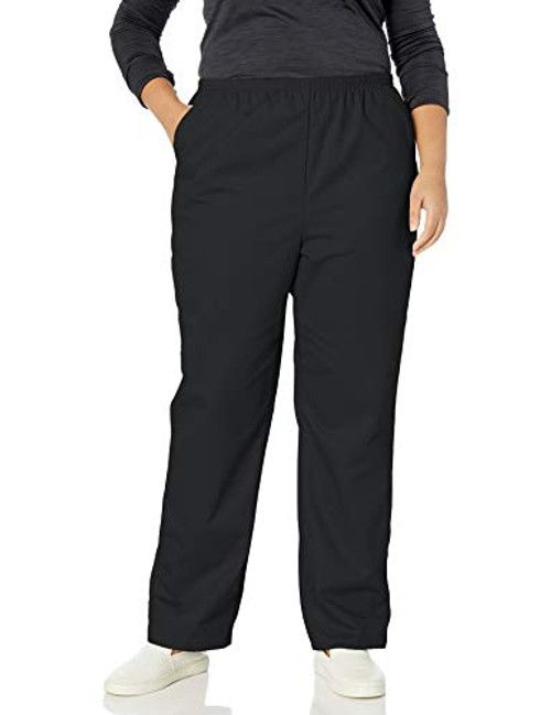 Chic Classic Collection Womens Petite Plus Stretch Elastic Waist Pull-On Pant Black Twill 18P