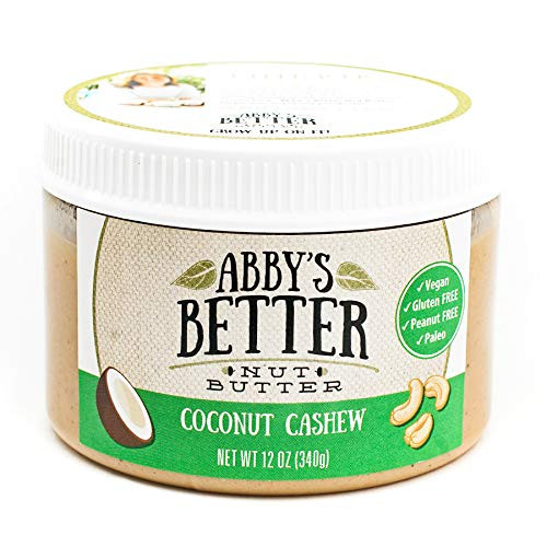 Coconut Cashew Nut Butter 12 Ounce Jar- An All Natural 4 Ingredient Gluten-Free Peanut Free Protein Rich Vegan Friendly Spread or Snack