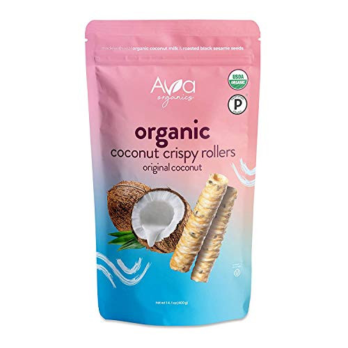 Ava Organics Organic Coconut Crispy Rollers Original Coconut NET WT 14.1 oz -400 g- Ava Organics Organic Coconut Crispy Rollers Original Coconut NET WT 14.1 oz -400 g-