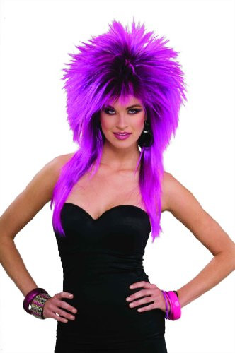 Forum Novelties Womens 80s To The Maxx Spiky Rocker Wig Pizazz Purple One Size