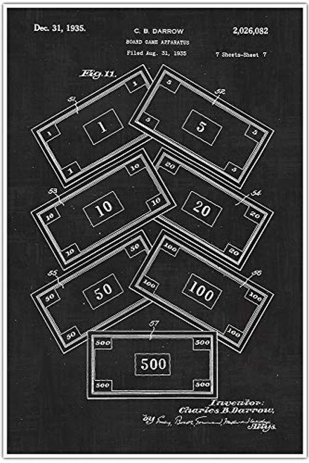 Monopoly Money Games and Toys Blueprint Patent Patent Poster Blueprint Poster Art Gift Poster Print Patent Poster