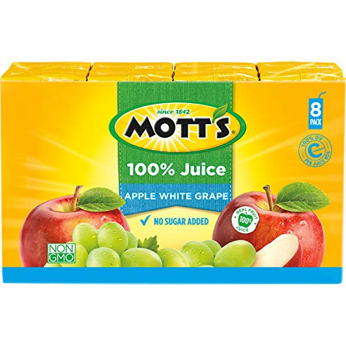 Motts 100 percent Apple White Grape Juice 6.75 Fluid Ounce Box 8 Count -Pack of 4-