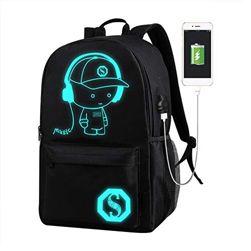 Thethan Backpack Luminous Backpack School Bags Boys Girls Cartoon Bookbag Noctilucent USB Charging Port