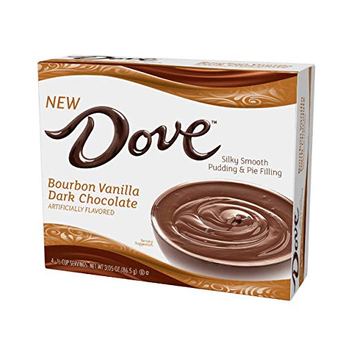 Dove Pudding Mix 3.34 oz. Box -12 Pack- Bourbon Vanilla Dark Chocolate  Rich Indulgent Pudding Mix and Pie Filling 4 Servings Per Box Kosher