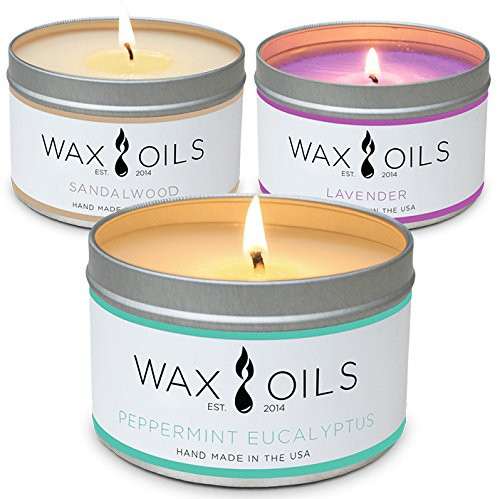 Scented Candles - Lavender, Sandalwood & Peppermint Eucalyptus (Pack of 3) Soy Aromatherapy Candles, 8oz