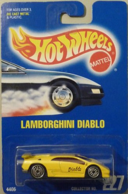 Mattel Hot Wheels 1991 164 Scale Yellow Lamborghini Diablo Die Cast Car 227 Mattel Hot Wheels 1991 164 Scale Yellow Lamborghini Diablo Die Cast Car 227