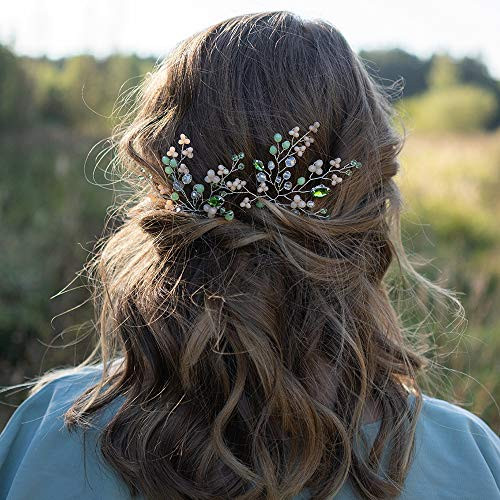 Kercisbeauty Mint Green Hair Pins Wedding Headpiece for Brides Bridesmaide Prom Girl Headpiece Vintage Hair Accessories -Silver- Kercisbeauty Mint Green Hair Pins Wedding Headpiece for Brides Bridesmaide Prom Girl Headpiece Vintage Hair Accessories -Silver-