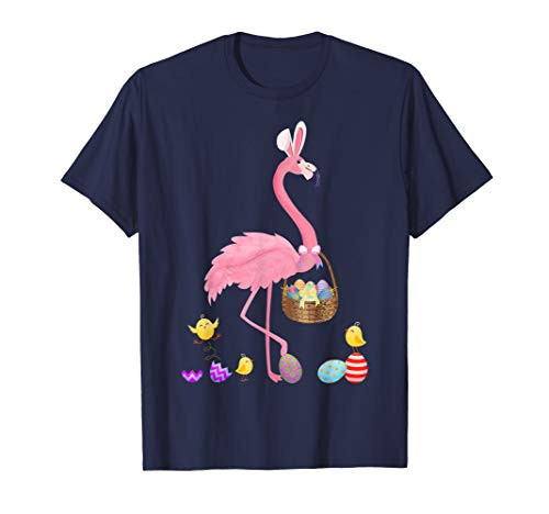 Pretty Easter Flamingo with Easter Basket T-Shirt
