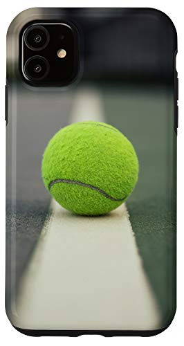 iPhone 11 White Line Cute Retro Style Tennis Player Racket Ball Gift Case