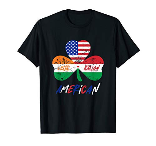 Half Irish Half Italian American Flag Shamrock Heritage Root T-Shirt Half Irish Half Italian American Flag Shamrock Heritage Root T-Shirt