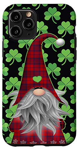 iPhone 11 Pro Funny Gnome Buffalo Plaid Shamrock Pattern St. Patricks Day Case