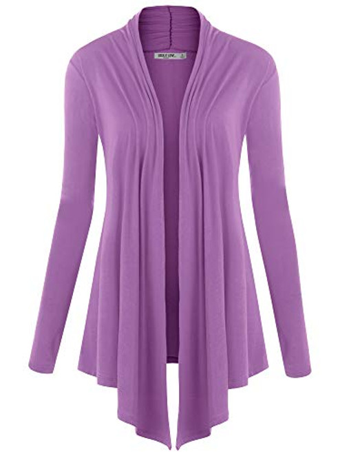 WSK850 Womens Draped Open- Front Cardigan XXL Lilac